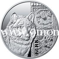Монета Украины 2016 год. 5 гривен. Волк. Серебро.