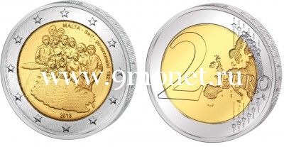 2013 г. 2 евро. Мальта. Первое правительство