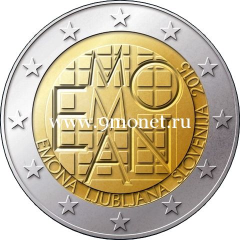 Словения 2 евро 2015 года 2000 лет римскому поселению Эмона.