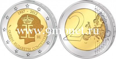2012г. 2 евро. Бельгия. Конкурс Королевы