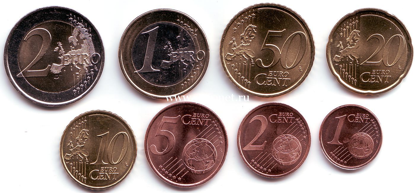 Набор монет евро Испании 2015 год.