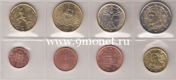 ИТАЛИЯ Набор евро-монет (микс)