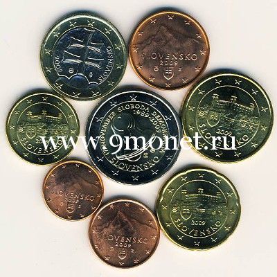 Набор евро монет Словакия 2009