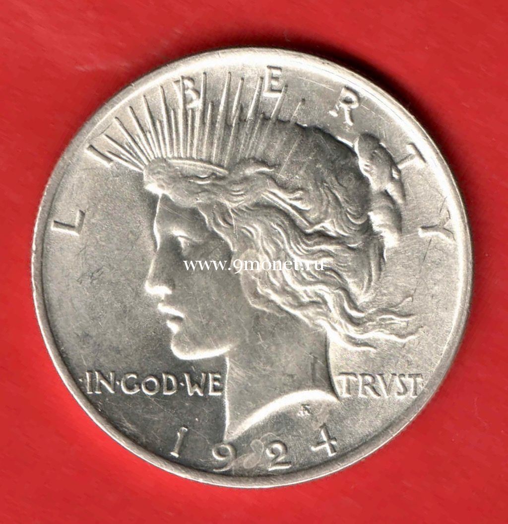 1924 год. США. Монета 1 доллар. Peace Dollar Серебро.