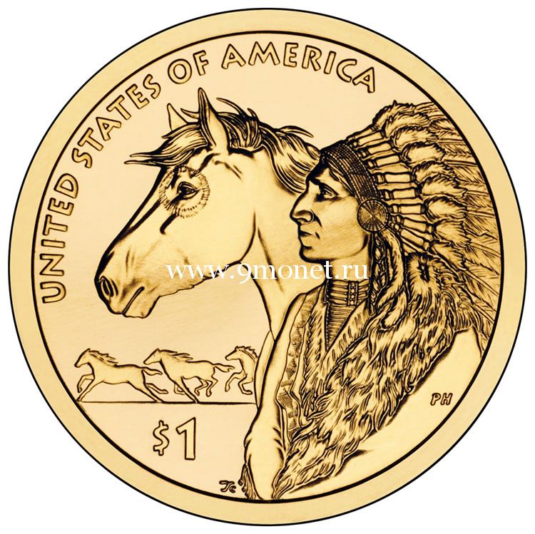 Торговые маршруты XVII века 1 доллар США 2012 монета из серии «Американские индейцы»
