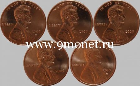 Набор монет США номиналом 1 цент. Жизнь Линкольна