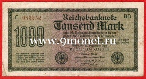 1922 год. Германия. Банкнота 1000 марок.