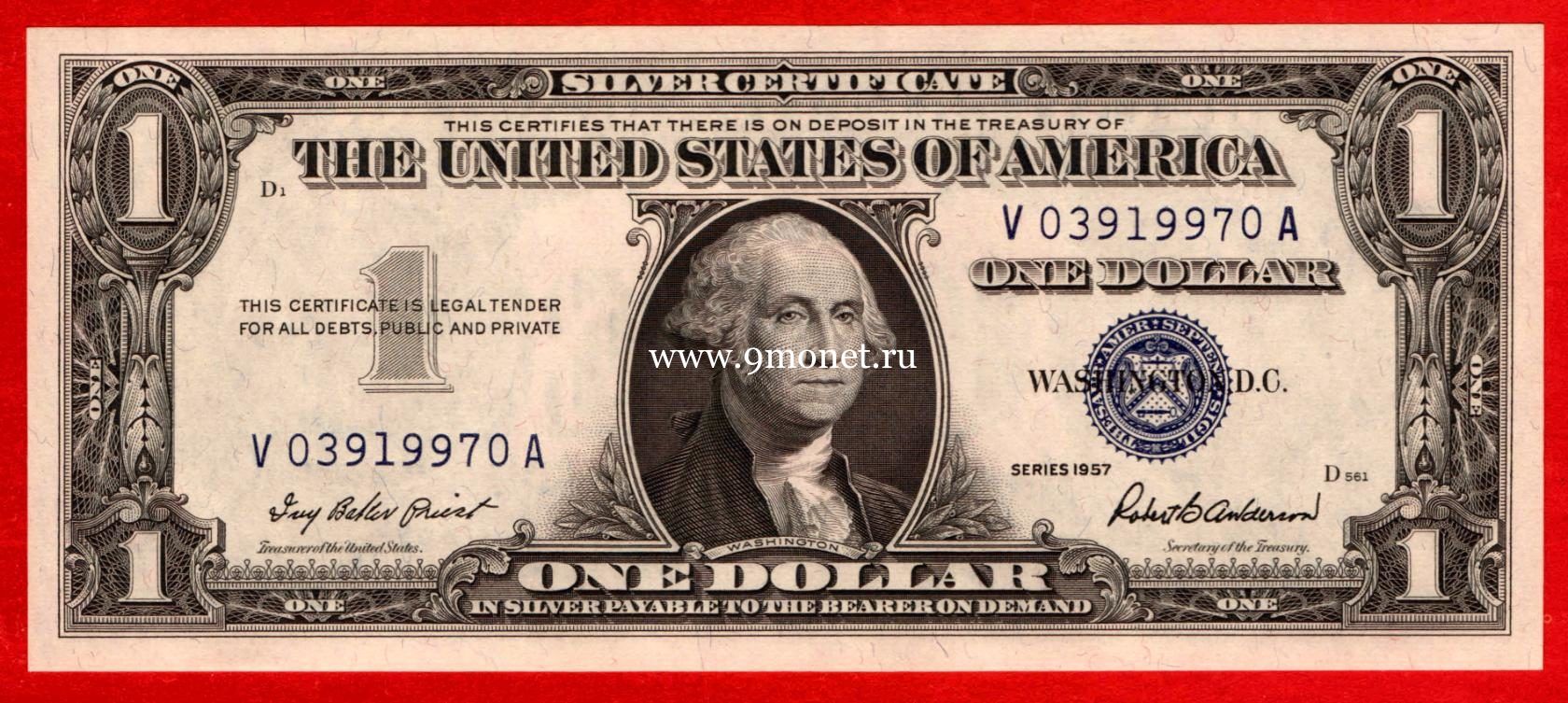 1957 год. США. Банкнота 1 доллар. UNC