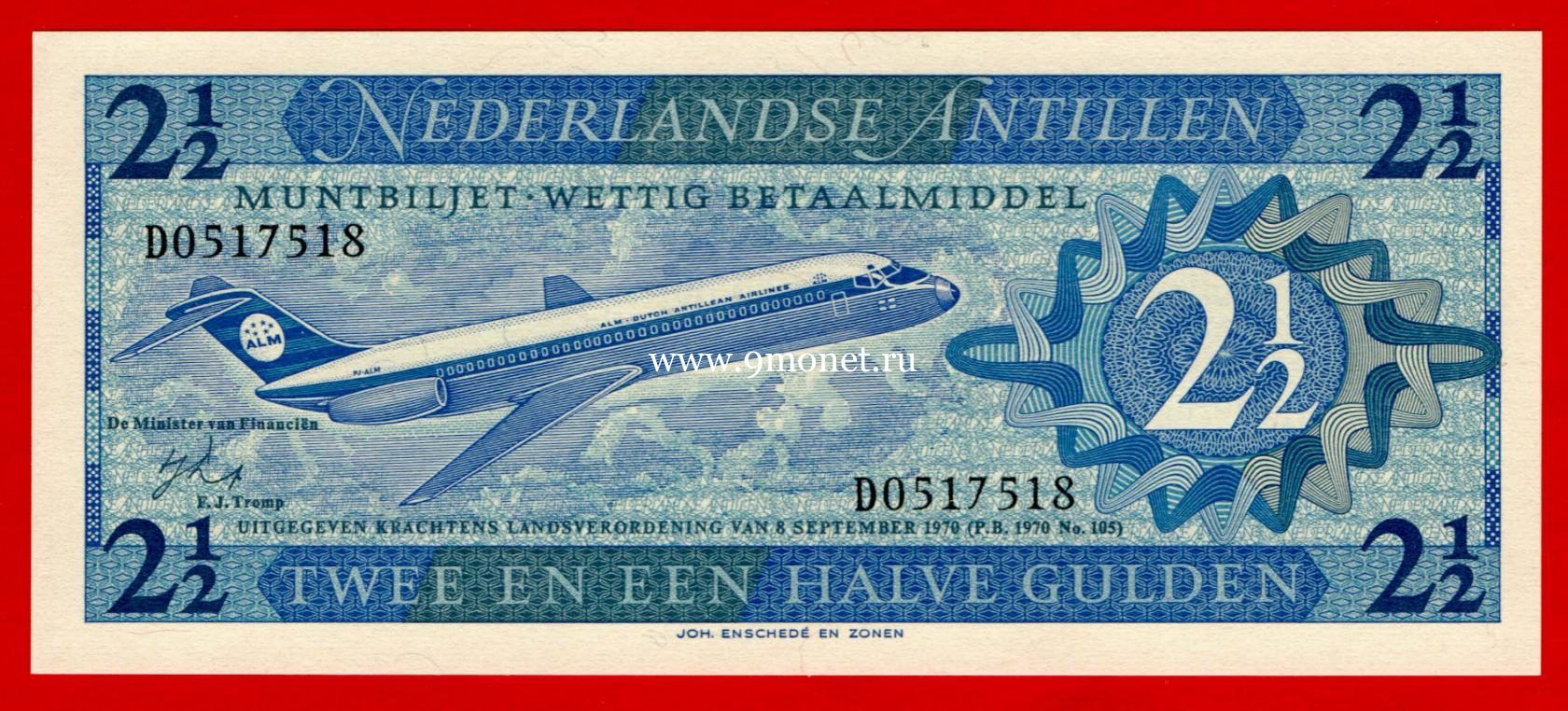 Нидерландские Антильские острова банкнота 2 1/2 гульдена 1970 года