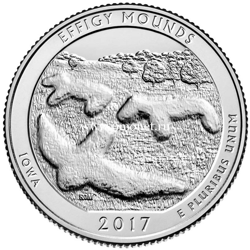 2017. 25 центов. 36 Национальный парк. Эффиджи-Маундз