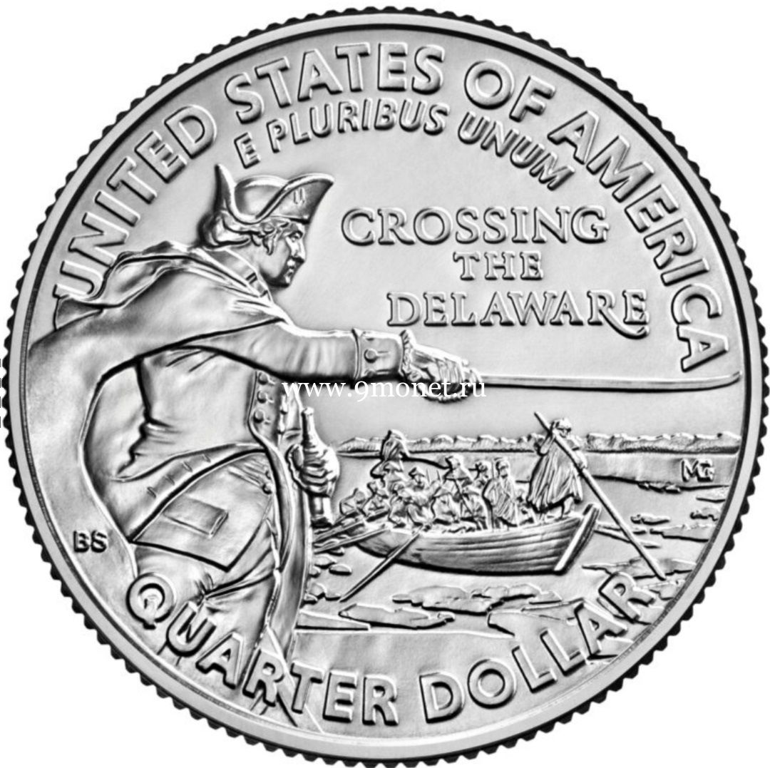 ​США 25 центов 2021 года Вашингтон, Переправа через реку Делавер