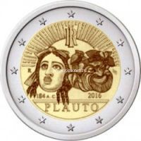 2016 год. Италия. Монета 2 евро. 2200 лет со дня смерти Тита Макция Плавта.