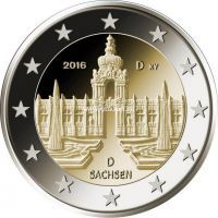 2016 год. Германия. Монета 2 евро.Дворец Цвингер, Дрезден.