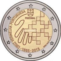 2015г. 2 евро. Португалия. «150 лет Португальскому Красному Кресту»