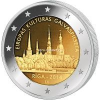 2014г. 2 евро. Латвия. Рига, культурная столица Европы