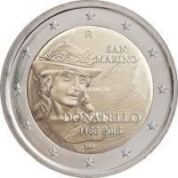 2016 год. Сан-Марино. Монета 2 евро. 550 лет со дня смерти Донателло.