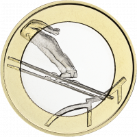 Монета 5 Евро. 2016 год. Финляндия. Прыжки с трамплина.