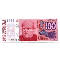 1989 год. Аргентина. Банкнота 100 аустралей.