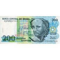 1990 год. Бразилия. Банкнота 200 Крузейро.