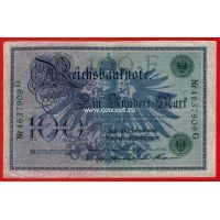 1908 год. Германия. Банкнота 100 марок. зеленая печать