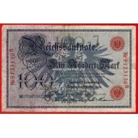 1908 год. Германия. Банкнота 100 марок. красная печать