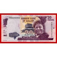 2015 год. Малави. Банкнота 20 квача. UNC