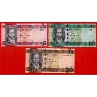 2015 год. Южный Судан. Набор банкнот 5,10,20 фунтов. UNC