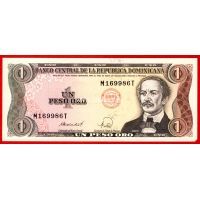 1987 год. Доминиканская республика. Банкнота 1 песо оро.