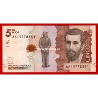 2016 год. Колумбия. Банкнота 5000 песо. UNC