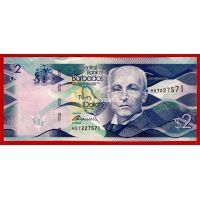 2013 год. Барбадос банкнота 2 доллара. UNC