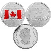 Канада набор 2 монеты 25 центов 2015 года. 50 лет флагу Канады.