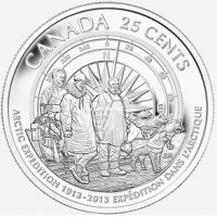 2013г. Канада. 25 центов. 100 лет Канадской арктической экспедиции.