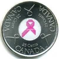 2006г. Канада. 25 центов 2006 Ni plated St Рак груди.