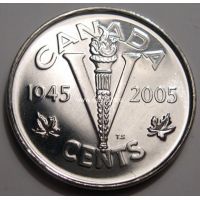 2005 год. Канада. 5 центов. 60 лет окончания Второй мировой войны.