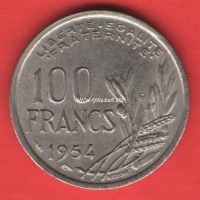 1954 год. Франция. Монета 100 франков.