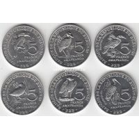 Набор монет Бурунди 6 шт. 5 франков, 2014 год.