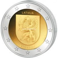 2016 год. Латвия. Монета 2 евро. Историческая область Видземе.