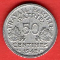 1942 год. Франция монета 50 сантимов.