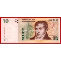 Аргентина банкнота 10 песо 2014 года