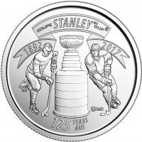 2017 год. Канада монета 25 центов. 125 лет Кубку Стенли.