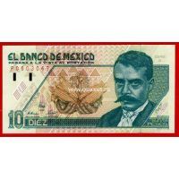 1992 год. Мексика банкнота 10 песо.(nuevos pesos) UNC