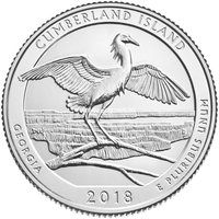 25 центов 2018 года 44 парк Национальное побережье острова Камберленд в Джорджии.