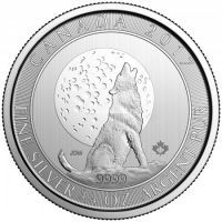 Канада 2 доллара 2017 года Волк 3/4 унции серебра