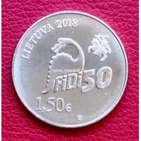 Литва 1.5 евро 2018 года 50 лет дню физика.