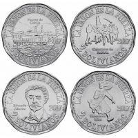 Боливия набор 4 монеты 2 боливиано 2017 года.