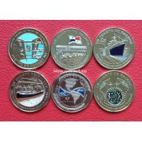 Панама набор 6 монет 2016 года 14 бальбоа. 100 лет панамскому каналу