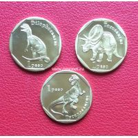 Синт-Мартен набор 3 монеты 1 песо 2018 Динозавры.