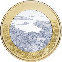Финляндия 5 евро 2018 года Хельсинкский морской пейзаж.