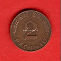 ​Германия монета 2 пфеннига 1990 года. J
