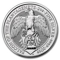 Серебряная монета Великобритании 5 фунтов 2019 года Сокол Плантагенетов.